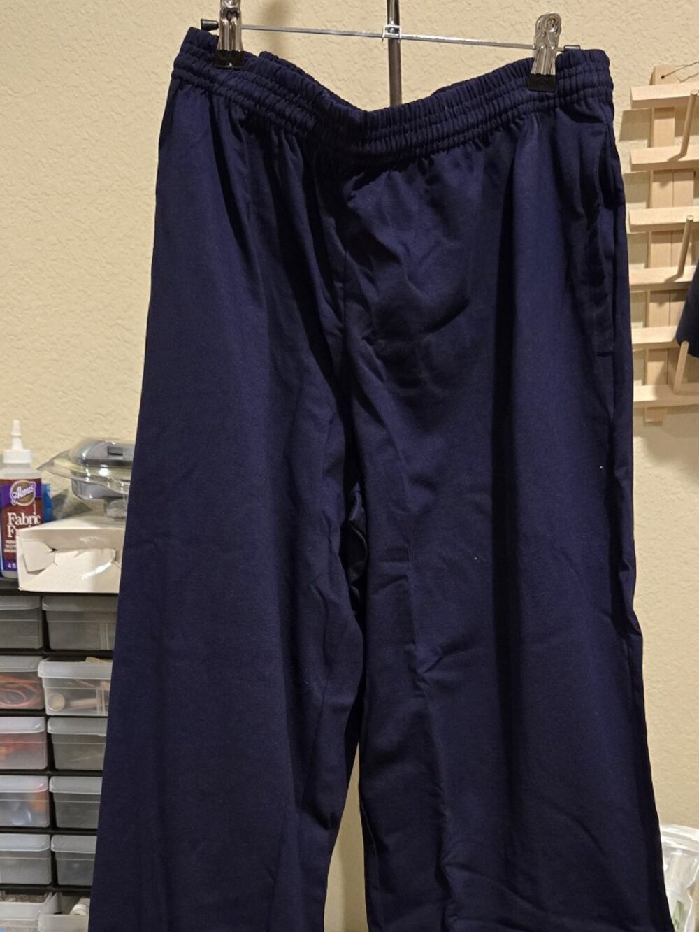 Hanes Men's Jersey Pants Navy Blue XL Elastic Waist Open Bottom New